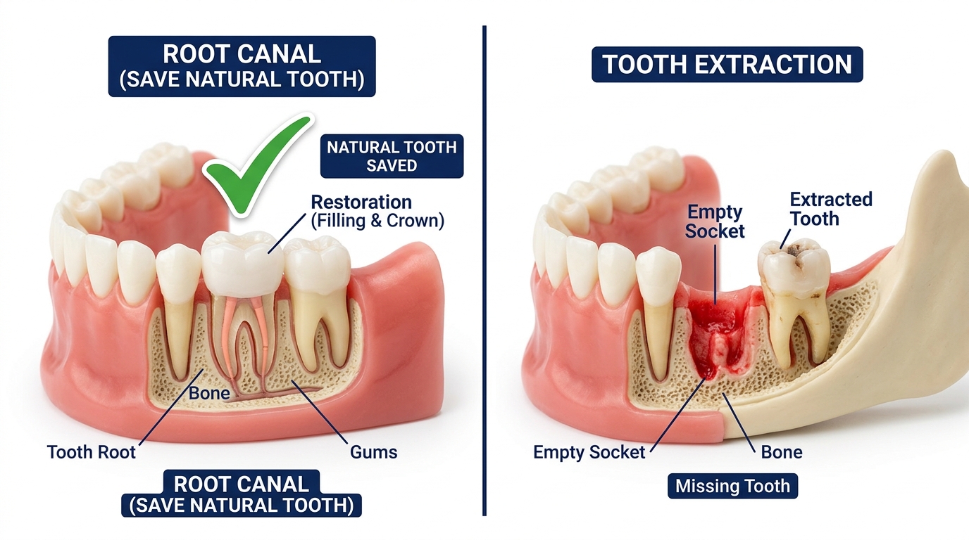 Root Canal Treatment vs Tooth Extraction: Which Option Is Better for a Damaged Tooth? โ Dentacare Dental Clinic