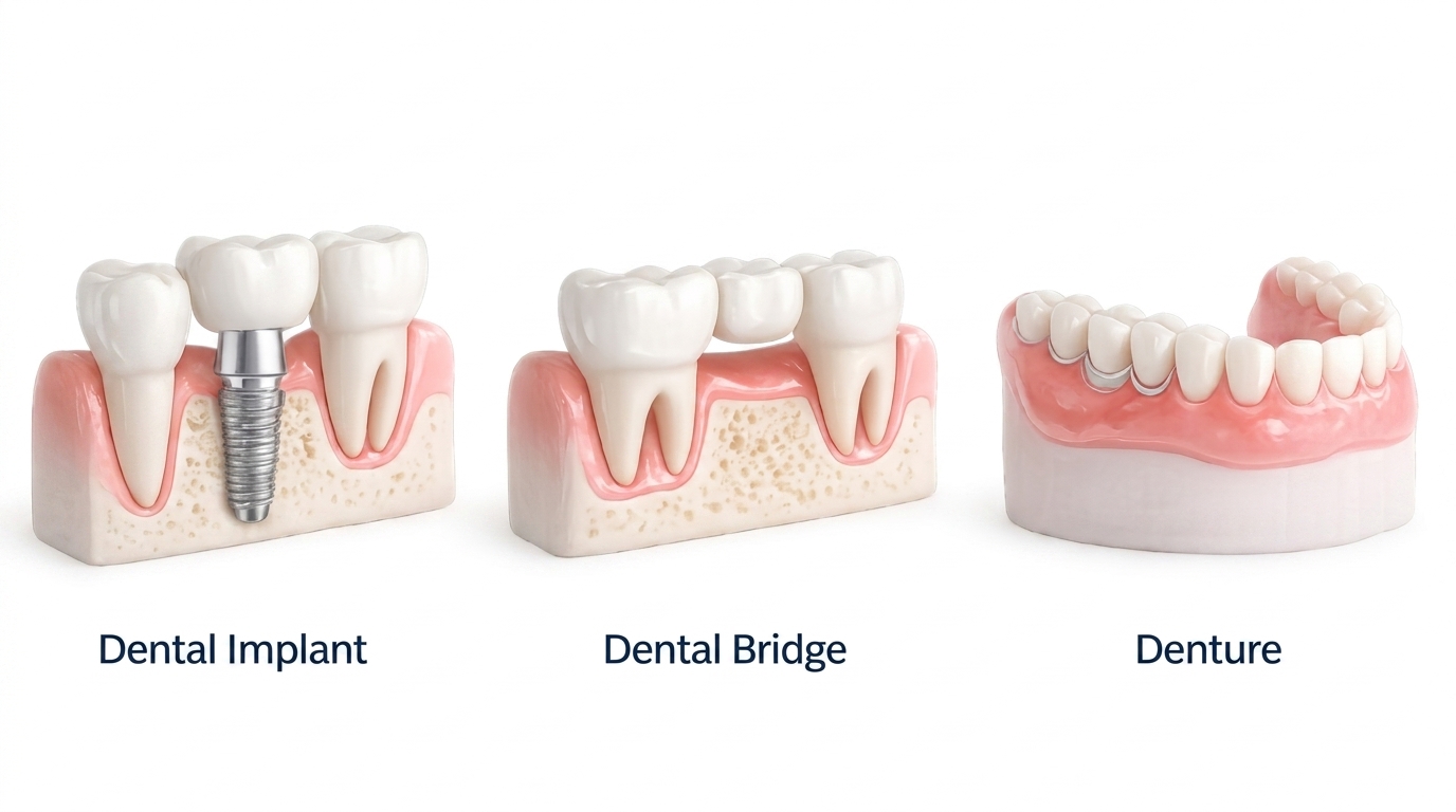 Dental Implants vs Dentures vs Dental Bridges: Which Tooth Replacement Option is Right for You? — Dentacare Dental Clinic